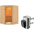 Produktbild: Karibu Woodfeeling Sauna Antonia - 38 mm Bronzierte Ganzglastür Ohne Dachkranz 3,6 kW Plug&Play Ofen integr. Steuerung