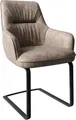 Produktbild: DELIFE Polsterstuhl Zelia-Flex, mit Armlehnen Freischwinger flach Schwarz Mikrofaser Taupe Vintage Tas