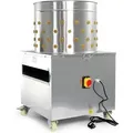 Produktbild: Geflügelrupfmaschine 1500W mit Ø50cm Edelstahl-Trommel, 130 Rupffingern, Wasserring, Rollen für 2kg Geflügel - Fudajo