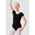 Produktbild: tanzmuster Body Ballettbody Sally aus weicher Baumwolle Kurzarm Trikot fürs Kinder Ballett schwarz 104/110