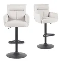 Produktbild: DUBI Möbel 2er Set Barhocker Höhenverstellbar, 360° drehbar, Barstuhl mit Rückenlehne & Armlehnen, ergonomisch gepolstert, stabiles Metallgestell in Schwarz, Stoff Beige, Modell Aris