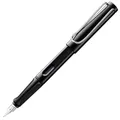 Produktbild: Lamy safari black Füller - Füllhalter mit ergonomischem Griff & polierter Linkshänder-Stahlfeder (LH) in Strichbreite M - robuster ASA-Kunststoff - inkl. Tintenpatrone T 10 blau