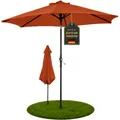 Produktbild: Ondis24 Strandschirm 2,3 Meter Sonnenschutz Sonnenschirm 230 cm rund mit Kurbel, Knick-Gelenk, UV 50, zweifarbig, 38mm Standrohr (Terracotta)