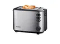 Produktbild: SEVERIN Automatik-Toaster, 850 W, wärmeisolierendes Edelstahlgehäuse, Brotscheibenzentrierung, Brötchen-Röstaufsatz, Defrost-/Aufwärmfunktion, Silber/Schwarz