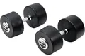 Produktbild: Deluxe gummierte Studio Hanteln schwarz/Bad Company Rundhanteln inkl. Chrom-Applikationen - 2 x 40,0 Kg Deluxe Hanteln