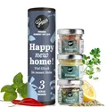 Produktbild: Gepp's Feinkost Gewürz Geschenk zum Einzug I 3 kleine Einzugsgeschenke für Haus & Wohnung I Probierset mit Zitronensalz, Knoblauch Chili Salz & Brotzeit Gewürz I Einweihungsgeschenk, Richtfest