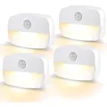 Produktbild: Ammtoo 4er LED Nachtlicht Set mit Bewegungssensor - Warmweiß, Energiesparend,...