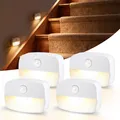 Produktbild: Nachtlicht LED Bewegungsmelder Warmweiß Batterie Innenbereich 4 Stück 3200K