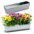 Produktbild: BigDean 2er Set Zink Paletten Blumenkästen - Einsatz 38cm groß Silber - aus Metall verzinkt - Zinkkasten Pflanzkasten Balkonkasten Blumentopf für Europaletten