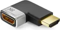 Produktbild: deleyCON HDMI Adapter Kupplung Verbinder 8K@60Hz / 4K@120Hz UHD 7680x4320 Aluminium HDMI 2.1 ARC HDR10+ Dolby Vision VRR ALLM 48Gbps Links Gewinkelt Grau Schwarz