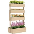 Produktbild: Outsunny - Hochbeet Holz, 4 Ebene Pflanzbeet mit Entwässerungslöcher Frühbeet Gartenbeet Pflanzkasten 88,5 x 45 x 140 cm Gemüsebeet für Garten