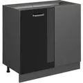 Produktbild: Vicco Eckunterschrank R-Line Schwarz Hochglanz/Anthrazit 86 cm ohne Arbeitsplatte