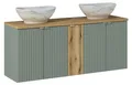 Produktbild: Doppelwaschtisch 140cm Jade, Grün und Holzoptik