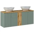 Produktbild: DOPPELWASCHTISCH 140cm Jade Grün und Holz