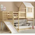 Produktbild: Interbeds Hochbett 200x90cm mit Rutsche Etagenbett Stockbett Holzbett Kinderbett mit Lattenrost - Weiß