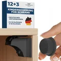 Produktbild: Hoffenbach Magnetische Kindersicherung 12 Schlösser + 3 Schlüssel – Schranksicherung & Schubladensicherung ohne Bohren – Unsichtbarer Magnetverschluss – Schwarz