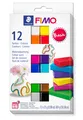 Produktbild: Staedtler FIMO Weich 12x25g Basic Farben Modellier Formung Backofen Ton Packung