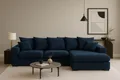 Produktbild: Kaiser Möbel Ecksofa mit schlaffunktion und bettkasten, Sofa L-form, Couch L-form Gabon stoff Zoom Blau Ottomane Rechts