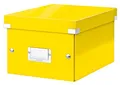 Produktbild: Leitz Click & Store Aufbewahrungsbox mit Deckel Klein, Box für Unterlagen bis A5 im Büro u. Haushalt, Transportbox aus 84% recycelter Premium-Hartpappe, Etikettenhalter, Gelb, 60430016
