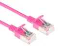 Produktbild: ACT Rosa 1 Meter langes LSZH-U/FTP-Cat-6a-Datencenter-Slimline-Patch-Kabel mit RJ45-Anschlüssen und Knickschutz, 1 m, Cat6a, U/FTP (STP), RJ-45, RJ-45, Pink