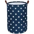 Produktbild: DOKEHOM 20-Inches Verdickte Faltbare Runde Lagerung Wäschekörbe, Baumwolle (Blau Star, L) EINWEG