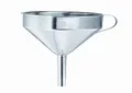 Produktbild: RÖSLE Trichter, Hochwertiger Küchentrichter aus Edelstahl 18/10, mit seitlichem Griff und herausnehmbarem Siebeinsatz, Spülmaschinengeeignet, 12 cm, Silberfarben