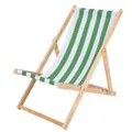 Produktbild: IMPWOOD MPWOOD Liegestuhl klappbar Holz - Sonnenliege aus Buchenholz bis 120 Kg - grün-weiß gestreift- Holzklappstuhl für Balkon, Strand und Terrasse & Camping - Gartenliege - Strandliege
