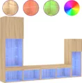 Produktbild: vidaXL 4-tlg. Wohnwand mit LED-Beleuchtung Sonoma-Eiche Holzwerkstoff