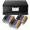 Produktbild: Canon PIXMA TS8750 Tintenstrahl Multifunktionsdrucker schwarz mit 18 kompatiblen XXL Patronen - Schwarz