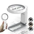 Produktbild: Lupe mit Licht und Ständer, 30X 10X Faltbare Leselupe mit 18 LED-Licht, Dimmbare Große Glas-Handlupe, Schreibtischlupe für Senioren, Juwelier, Handwerk, Bücher, Münzen, Makuladegeneration