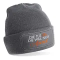 Produktbild: Herzbotschaft Beanie Strickmütze mit Spruch | Die TUT nix - Die Will nur Aperol | grau | Unisex SoftTouch angenehm weiche und warme Wintermütze | OneSize Einheitsgröße für Erwachsene
