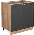 Produktbild: Vicco Küchenunterschrank Fame-Line, 80 cm mit Regal, ohne Arbeitsplatte, Anthrazit-Gold/Goldkraft Eiche