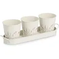 Produktbild: Zeller Kräutertopf-Set Flowers Metall 4-teilig Weiß