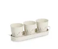 Produktbild: ZELLER 19405 Kräutertopf-Set FLOWERS Metall 4-teilig, weiß/Dekor