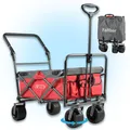 Produktbild: IMLEX Bollerwagen faltbar IM-4275 Rot breite Räder und Schiebegriff
