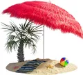 Produktbild: KINGSLEEVE® Sonnenschirm Hawaii Ø160cm Neigbar Höhenverstellbar UV Schutz 30+ Groß Rund Balkon Strand Strohschirm Strandschirm Bast Hawaiischirm Rot