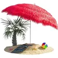 Produktbild: Sonnenschirm Hawaii Ø 160 Cm Uv Schutz 30+ Neigbar Höhenverstellbar Wasserabweisend Erdspieß Mehrfarbig Bastschirm Hawaiischirm Strandschirm Strandsonnenschirm Rot - Red - Rouge - Kingsleeve