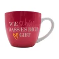 Produktbild: XXL Trinkbecher - Maxi - Kaffeebecher - Tassengeschenk Freundin, Kaffeetasse, Motiv: Wie schön, dass es dich gibt, in rosa Größe H/Ø: 9,2 x 10,5 cm, Fassungsvermögen 400 ml, Spülmaschinengeeignet.