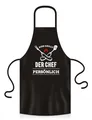 Produktbild: YORA Grillschürze für Männer Vatertagsgeschenk - Kochschürze lustig [inkl. Urkunde] - lustige Geschenke zum Vatertag - Geschenkideen Opa & Papa - Leute (Motiv: Der Chef grillt)