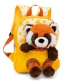 Produktbild: NICI Kinderrucksack gelb 2 in 1 mit Kuscheltier Roter Panda 25cm - Kindergartenrucksack Mädchen & Jungen - Weicher Rückenbereich & verstellbare Gurte - 49854