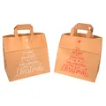 Produktbild: 250 Papiertragetaschen Geschenktüten Papiertüten braun Weihnachten mit Weihnachtsmotiv weiß oder rot 26+17x25cm - Inkl. Verpackungslizenz in Deutschland (Rot)