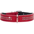 Produktbild: HUNTER DIAMOND PETIT Halsband für kleine Hunde, Leder, mit Strasssteinchen, 24 (XXS-XS), rot/schwarz