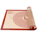 Produktbild: SUPER KITCHEN Antihafte Rutschfeste Backunterlage/Backmatte Silikon Groß 71x51cm Ausrollmatte Teigmatte Silikonmatte Backfolie Arbeitsmatte mit Messung für Fondant Gebäck Pizza Matte,BPA Frei (Rot)