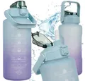 Produktbild: Trizand Trinkflasche Wasserflasche 2L Trinkflasche, Mit Griff und Trinkhalm zum Saugen, kein Kippen nötig