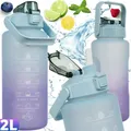 Produktbild: 2 Liter Wasserflasche Trinkflasche Sportflasche Strohhalm Zeitmarkierung Flasche