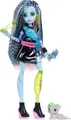 Produktbild: Monster High Frankie Stein-Modepuppe in schwarzem Kunstlederrock mit Tier Watzie und 7 Zubehörteilen, Modepuppe, Weiblich, 4 Jahr(e), Mädchen, 285,7 mm, Mehrfarbig