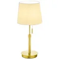 Produktbild: TRIO Leuchten LED Tischleuchte, LED wechselbar, Warmweiß, groß-e Lampenschirm-e Stoff Nachttischlampe Designklassiker H 45-56cm goldfarben