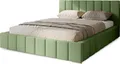 Produktbild: Polsterbett Menos 200x200 cm, Bett mit Kopfteil, Doppelbett mit Bettkasten und Lattenrost aus Holz, Velourstoff: Grün