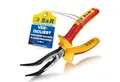 Produktbild: S&R Flachrundzange VDE gebogen, mit Schneide, Spitzzange hitze- und induktionsgehärtet, 1-tlg., Härte HRC 66, 2-Komponenten-Griffe mit Abrutschschutz