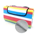 Produktbild: heimtexland Picknickdecke wasserdicht Outdoor Strandmatte Isomatte waschbar Campingdecke faltbar mit Tragegriff Festival Zelten Picknick Strand Decke Typ549 Streifen Bunt 135x170 cm